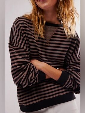 We The Free Classic Striped Oversized Crewneck